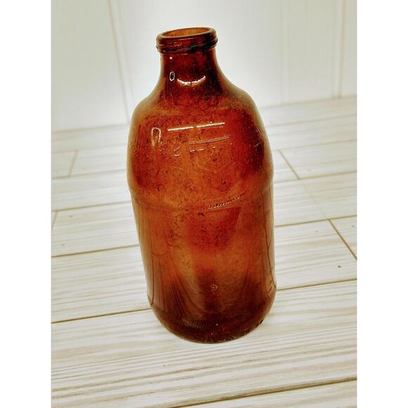 Vintage Brown Barrel Bottle 5.5" Steinie‎ Embossed Symbol Rustic Barn Find - Picture 6 of 11